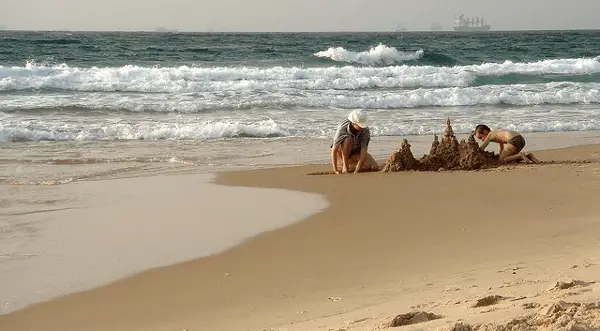 playing at the beach