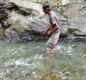 fishing using spear