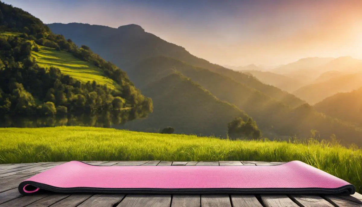 A serene image of a yoga mat in a peaceful setting.
